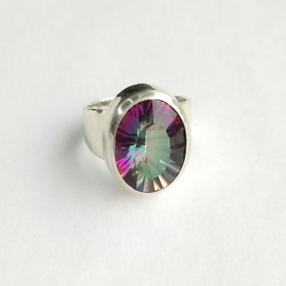 Large 8ct Mystic Topaz Ring in Sterling Silver size 7